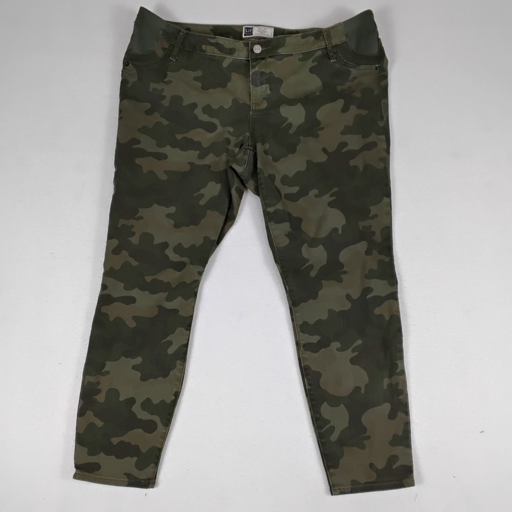 GAP Maternity True Skinny Ankle Jeans 18R 34 Green Camo Camouflage Stretch